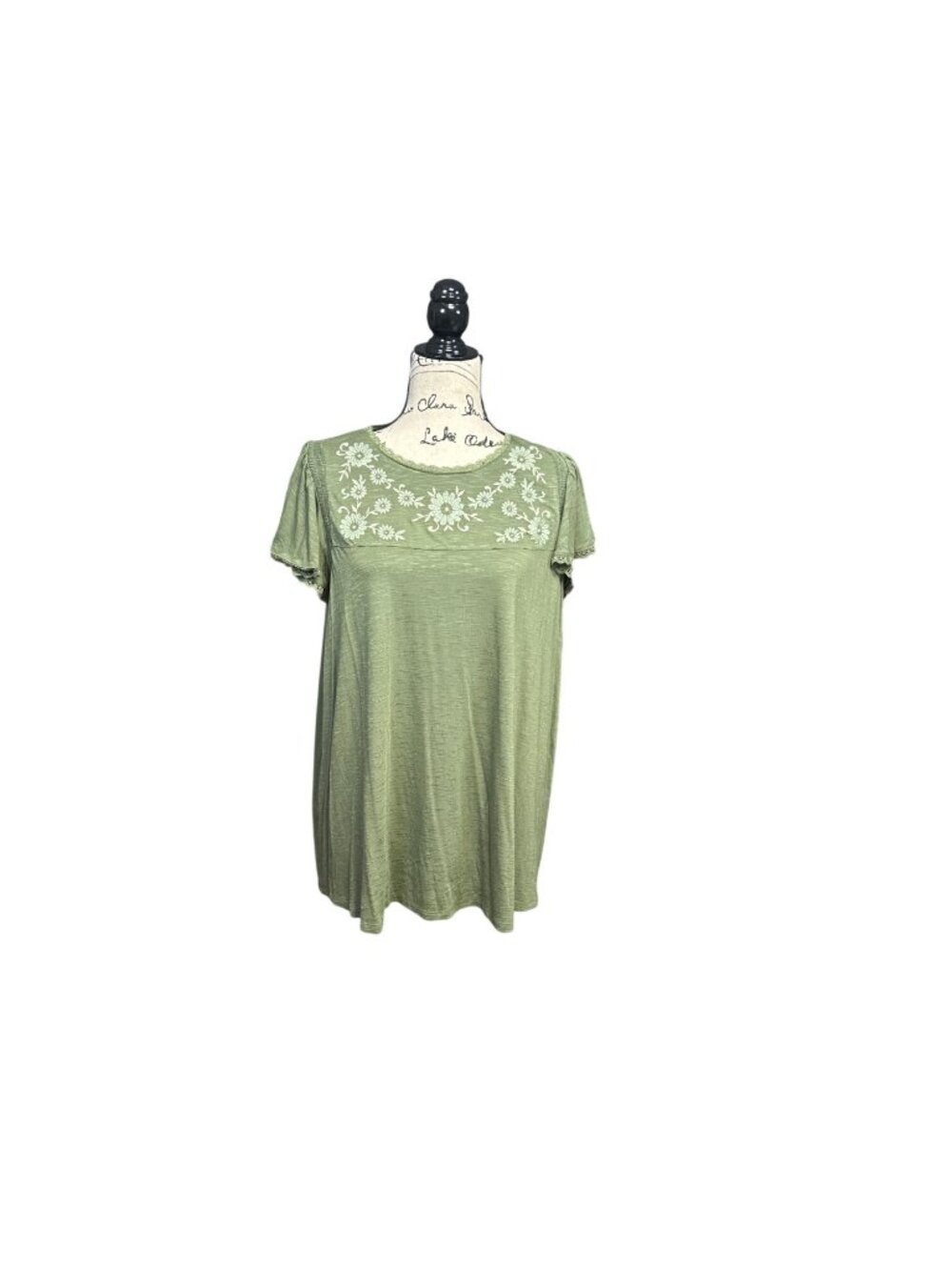 Torrid 2 Womens Embroidered Short Sleeve Tops In Green & Mauve Size 0 plus size